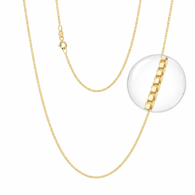 9ct Yellow Gold Veneziana 4 Sided Box Chain 0.80mm - 50cm