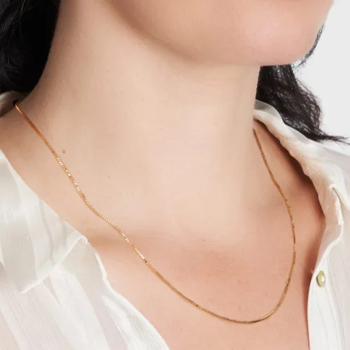 9ct Yellow Gold Veneziana 4 Sided Box Chain 0.95mm Wide - 45cm