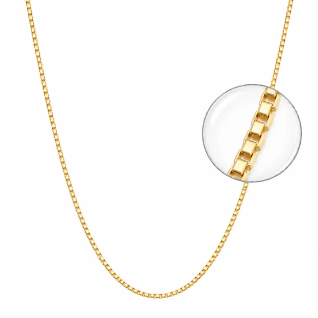 9ct Yellow Gold Veneziana 4 Sided Box Chain 0.95mm Wide - 45cm