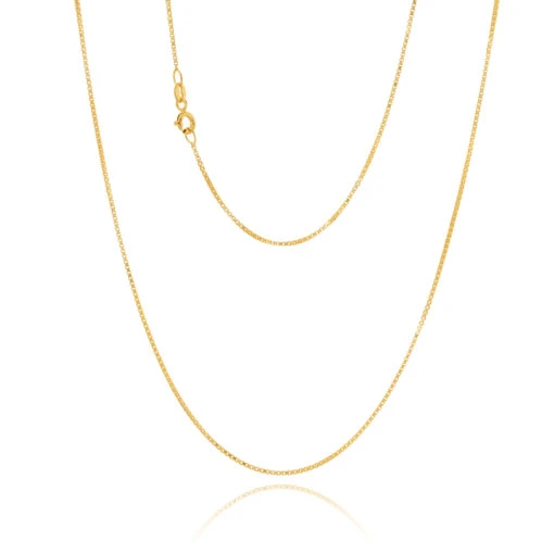 9ct Yellow Gold Veneziana 4 Sided Box Chain 0.95mm Wide - 45cm