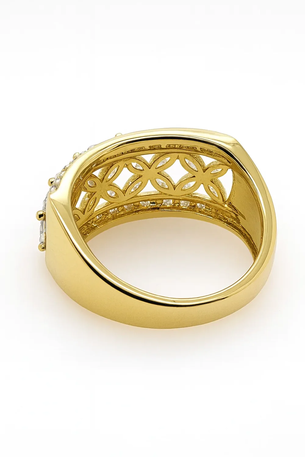 9ct Yellow Gold Wide Diamond Band with Round & Marquise 1.04ct TDW – Lab-Grown - AURG882