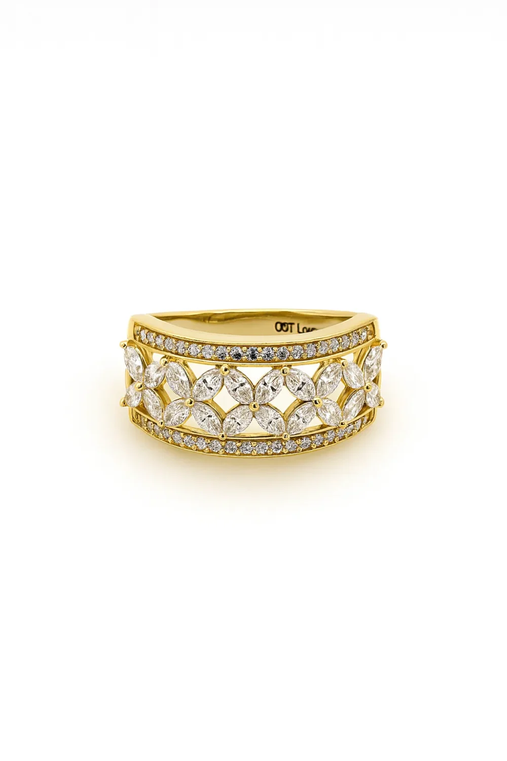 9ct Yellow Gold Wide Diamond Band with Round & Marquise 1.04ct TDW – Lab-Grown - AURG882