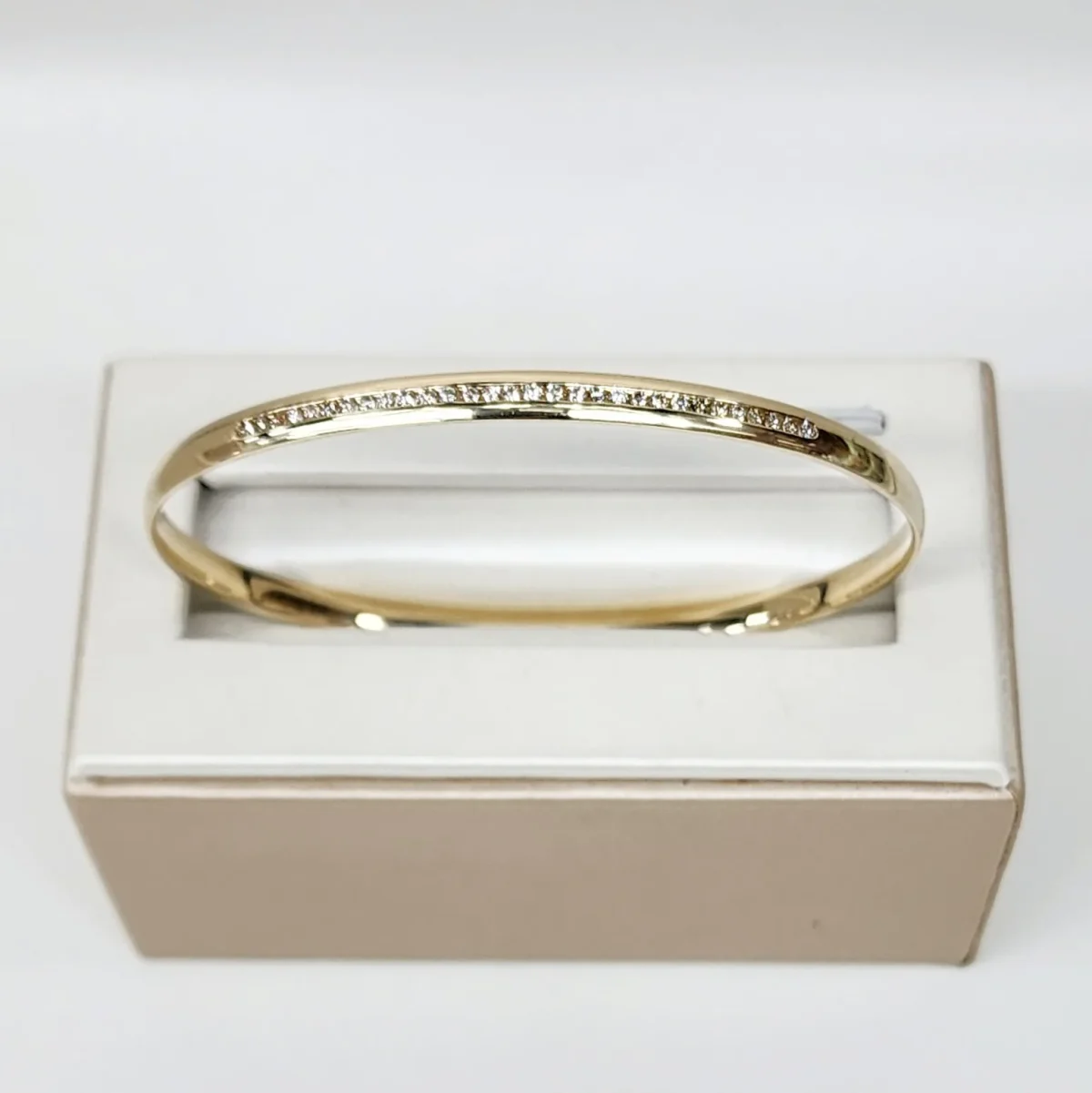 9ct Yellow SOLID Gold Comfort Curve Bangle with 0.70ct Diamond Setting