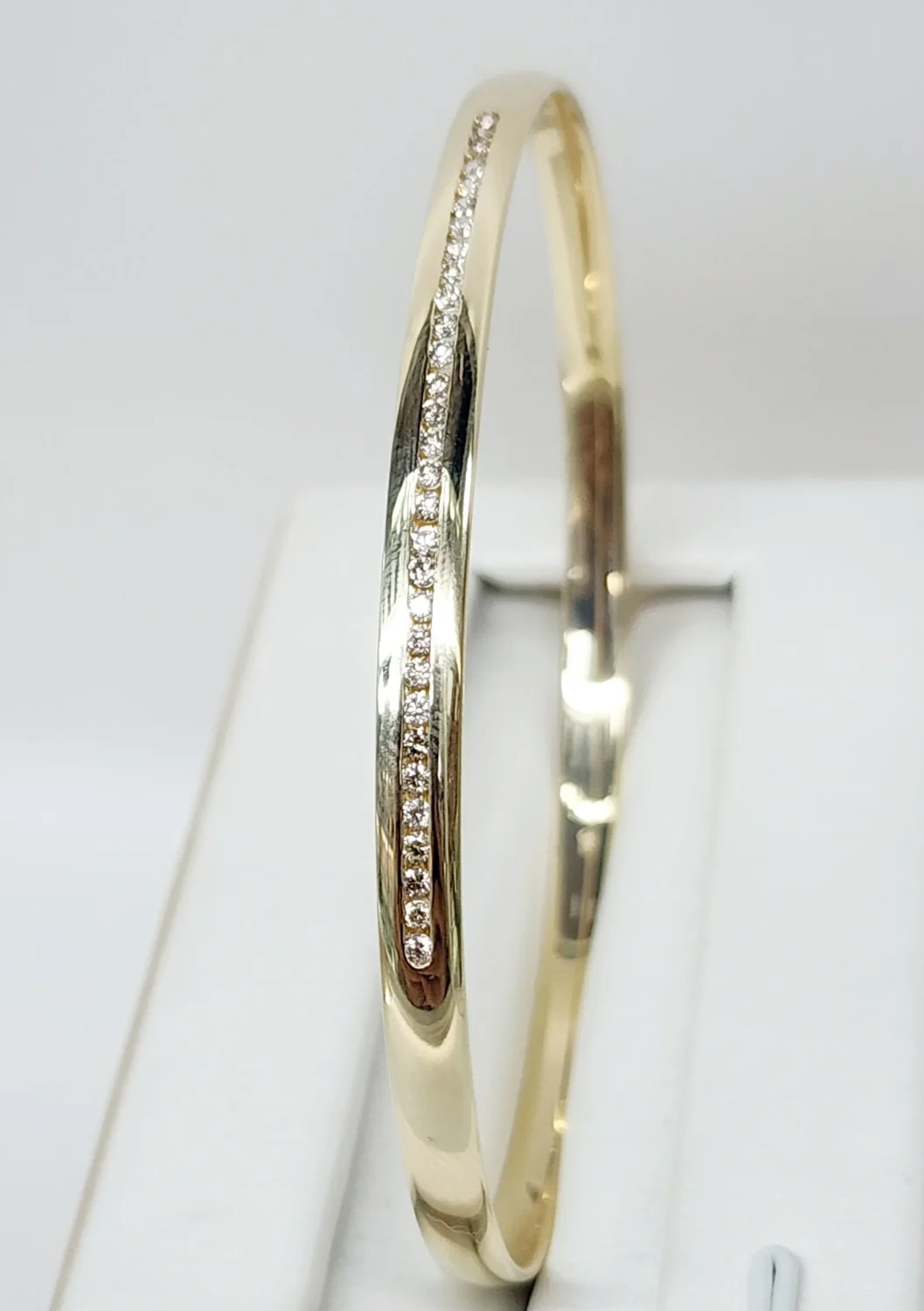 9ct Yellow SOLID Gold Comfort Curve Bangle with 0.70ct Diamond Setting