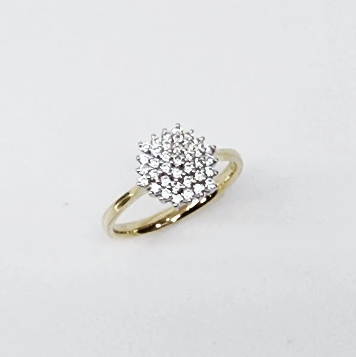 9ct Yellow/White Gold Hexagon Cubic Zirconia Cluster Ring - CYR1849