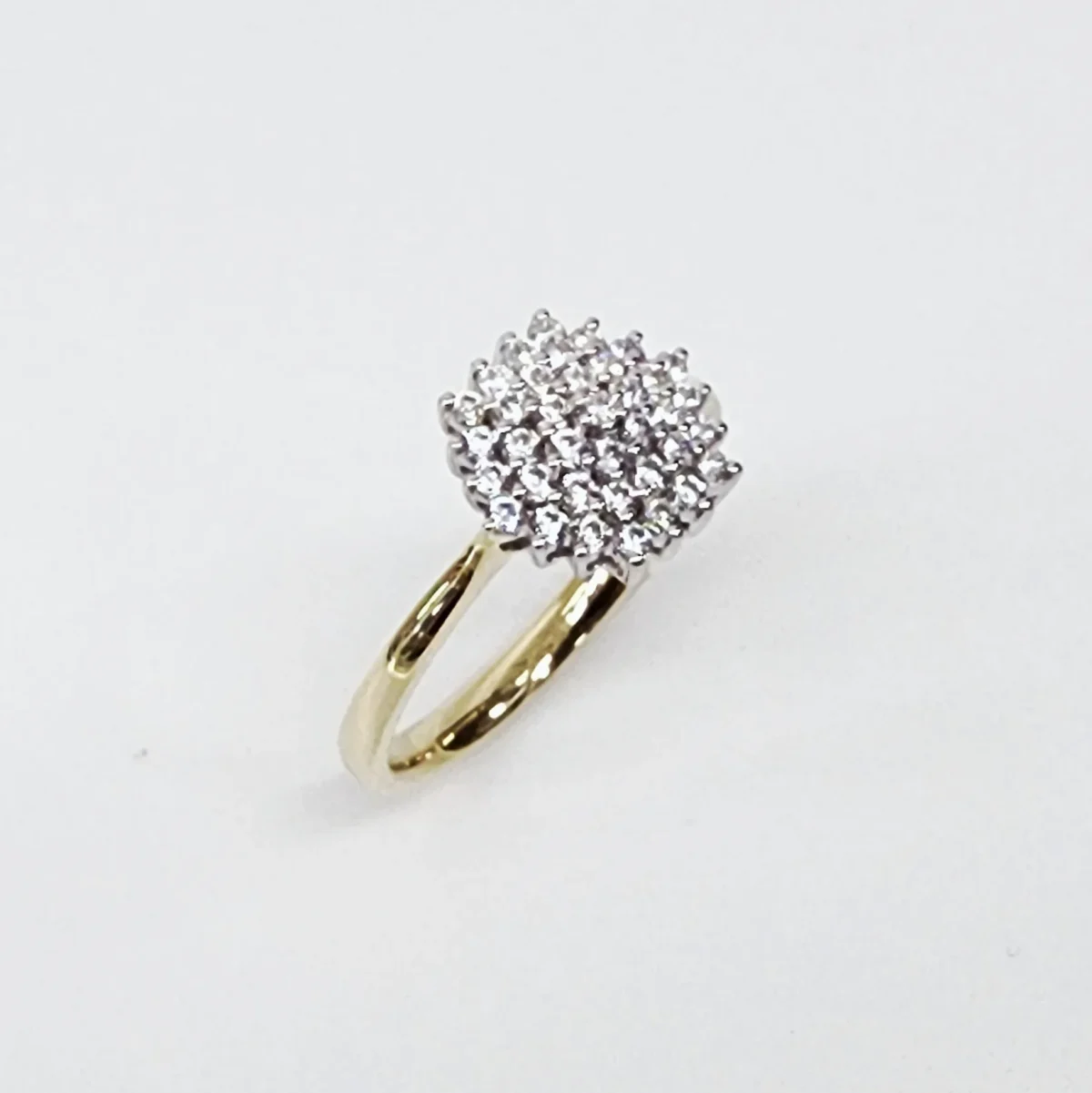 9ct Yellow/White Gold Hexagon Cubic Zirconia Cluster Ring - CYR1849