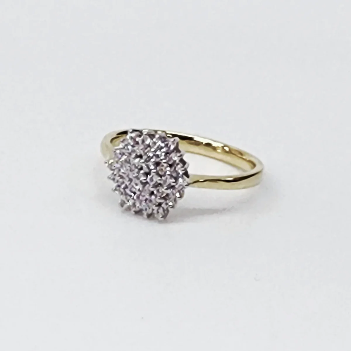 9ct Yellow/White Gold Hexagon Cubic Zirconia Cluster Ring - CYR1849
