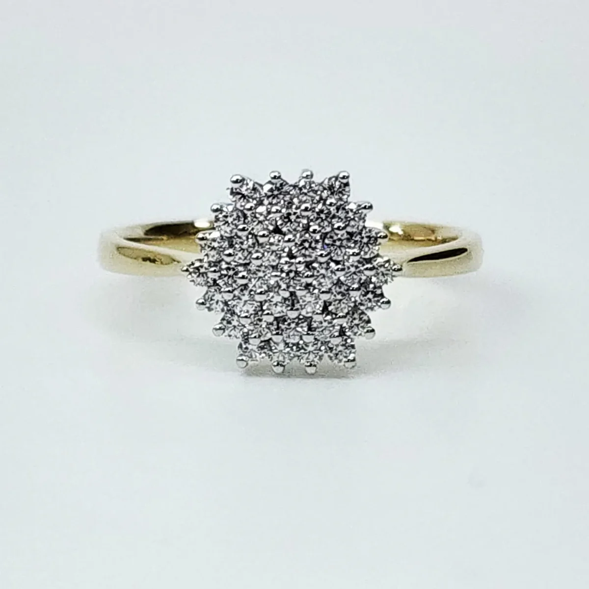 9ct Yellow/White Gold Hexagon Cubic Zirconia Cluster Ring - CYR1849
