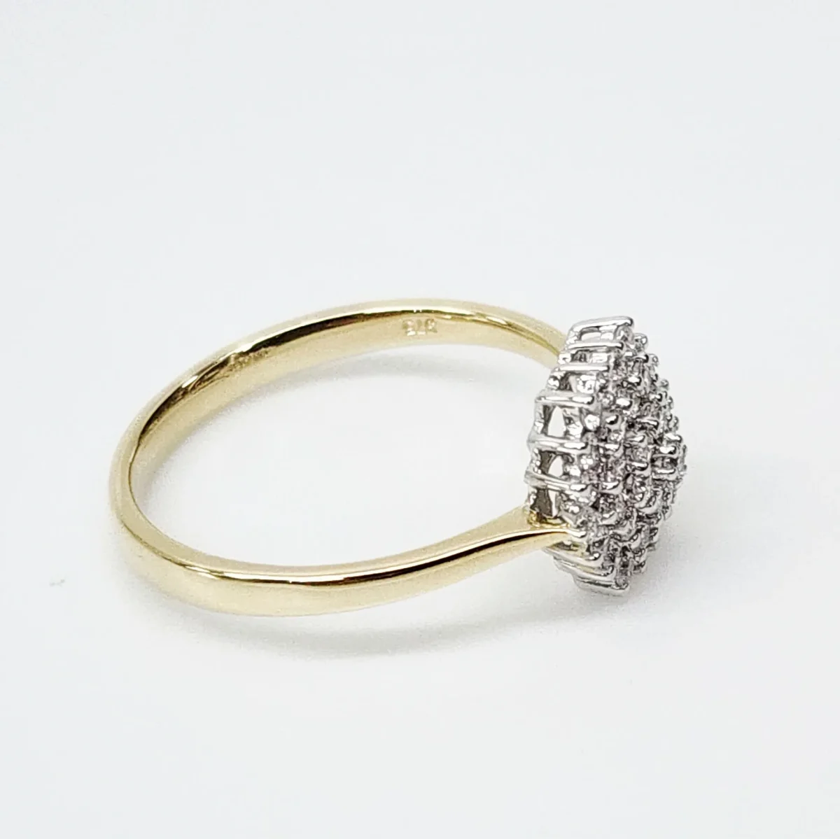 9ct Yellow/White Gold Hexagon Cubic Zirconia Cluster Ring - CYR1849
