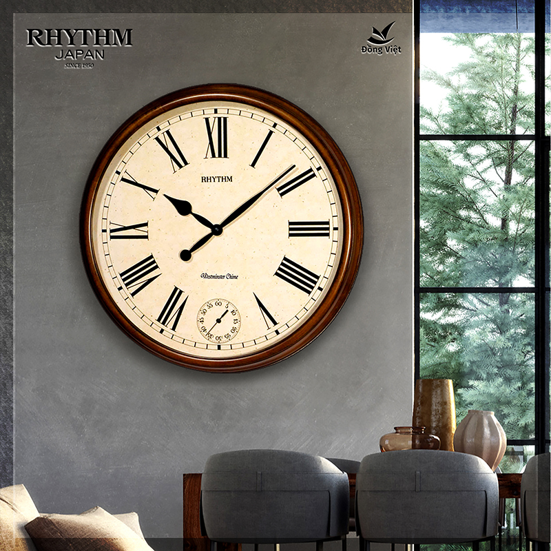 Rhythm Wooden Case Masters II Chiming Wall Clock 50cm - CMH721CR06