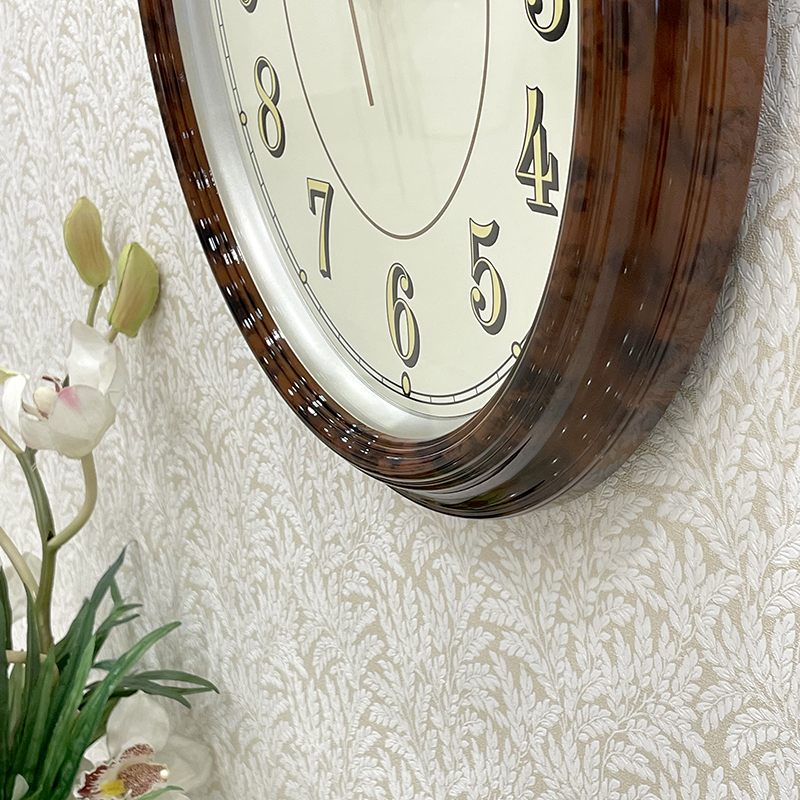 Rhythm Wall Clock, Glow In The Dark Dial, Wood Grain Plastic Case - CMG712NR06