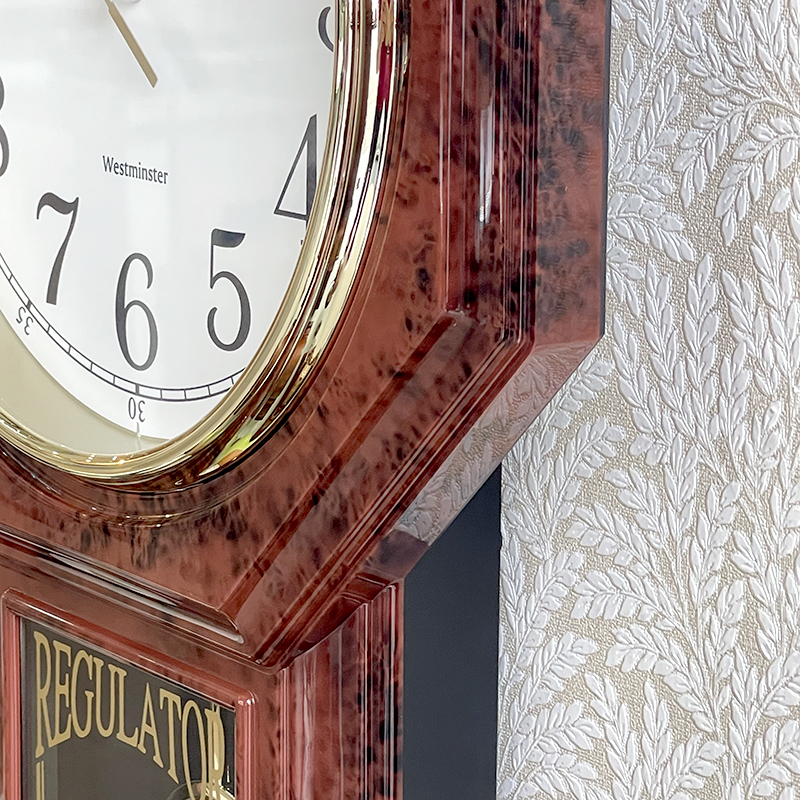 Rhythm Westminster Regulator Wall Clock Wood Grain Plastic Case - CMJ443NR06