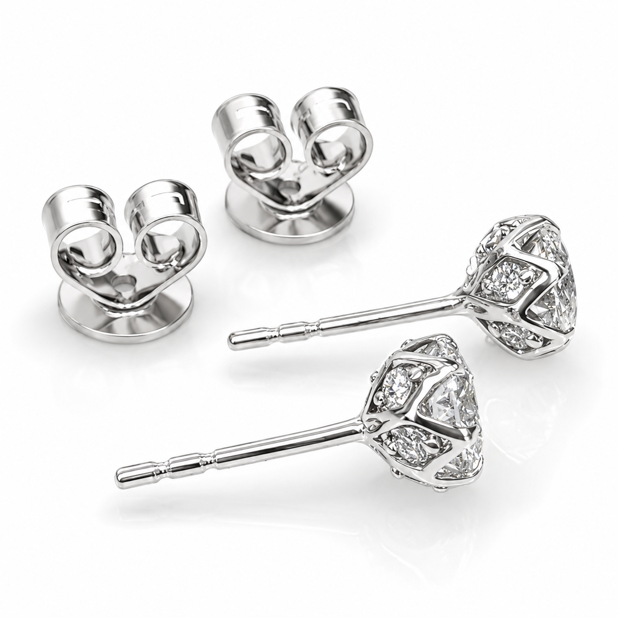 9ct White Gold 1.15ct Lab Grown Diamond Stud Earrings – 1.00ct Round Brilliant Centre Diamonds | EF VS 9ct White Gold 1.15ct Lab Grown Diamond Stud Earrings – 1.00ct Round Brilliant Centre Diamonds | EF VS