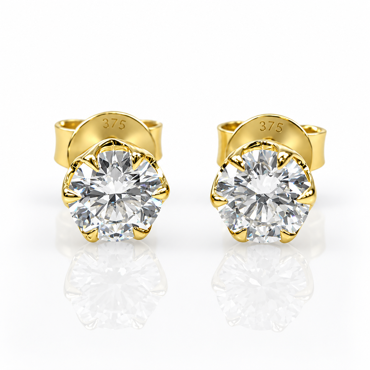 9ct Yellow Gold 1.00ct Lab Grown Diamond Stud Earrings – Round Brilliant Cut | EF Colour VS Clarity 9ct Yellow Gold 1.00ct Lab Grown Diamond Stud Earrings – Round Brilliant Cut | EF Colour VS Clarity