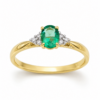 9ct Yellow Gold Natural Colombian Emerald & Diamond Ring – 0.33ct Oval Emerald with 0.05ct TDW Natural Diamonds