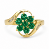9ct Yellow Gold Natural Emerald Cluster & Diamond Ring – 0.73ct Emeralds with 0.04ct Natural Diamonds