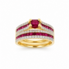 9ct Yellow Gold Natural Ruby & Diamond Bridal Ring Set – 1.38ct Rubies & 0.59ct Diamonds | 2 Piece Wedding, Engagement & Anniversary Set