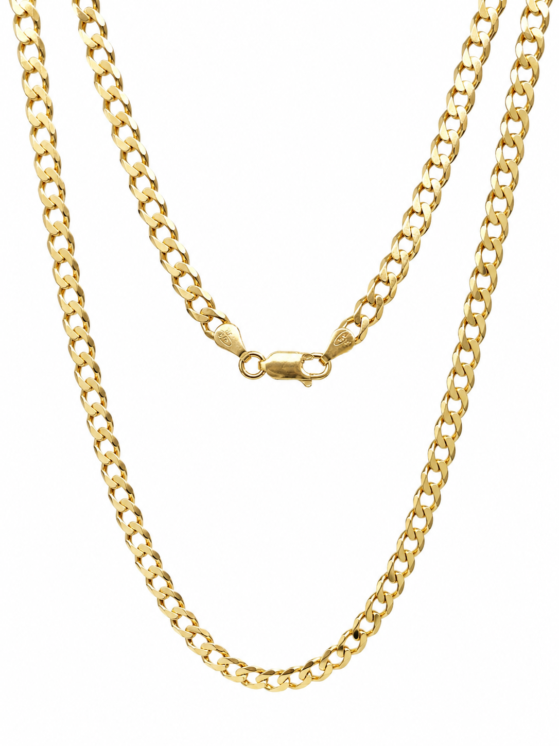 9ct Yellow Gold Flat Bevelled Diamond-Cut Curb Link Chain 60cm - 9YFBSCD120-60 Sterling Silver Chains 