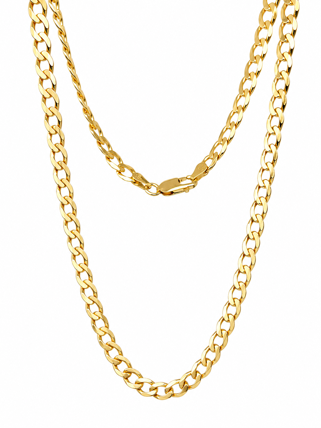 9ct Yellow Gold Flat Bevelled Diamond-Cut Curb Link Chain 150 Gauge – 5.70mm x 55cm | Made in New Zealand - 9YFBSCD150-55 Sterling Silver Chains 