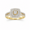 9ct Yellow Gold 0.75ct Lab-Grown Diamond Double Halo Split Shank Engagement Ring - 9YCYR3200