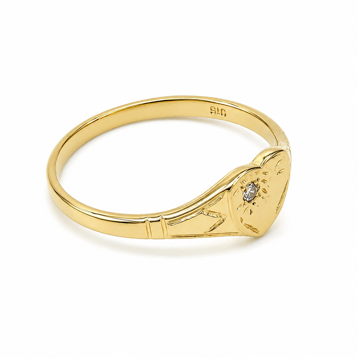 9ct Yellow Gold Natural Diamond Heart Signet Ring – 9YCYR2799DIA 9ct Yellow Gold Natural Diamond Heart Signet Ring – 9YCYR2799DIA