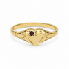 9ct Yellow Gold Natural Garnet Heart Signet Ring – 9YCYR2799GA