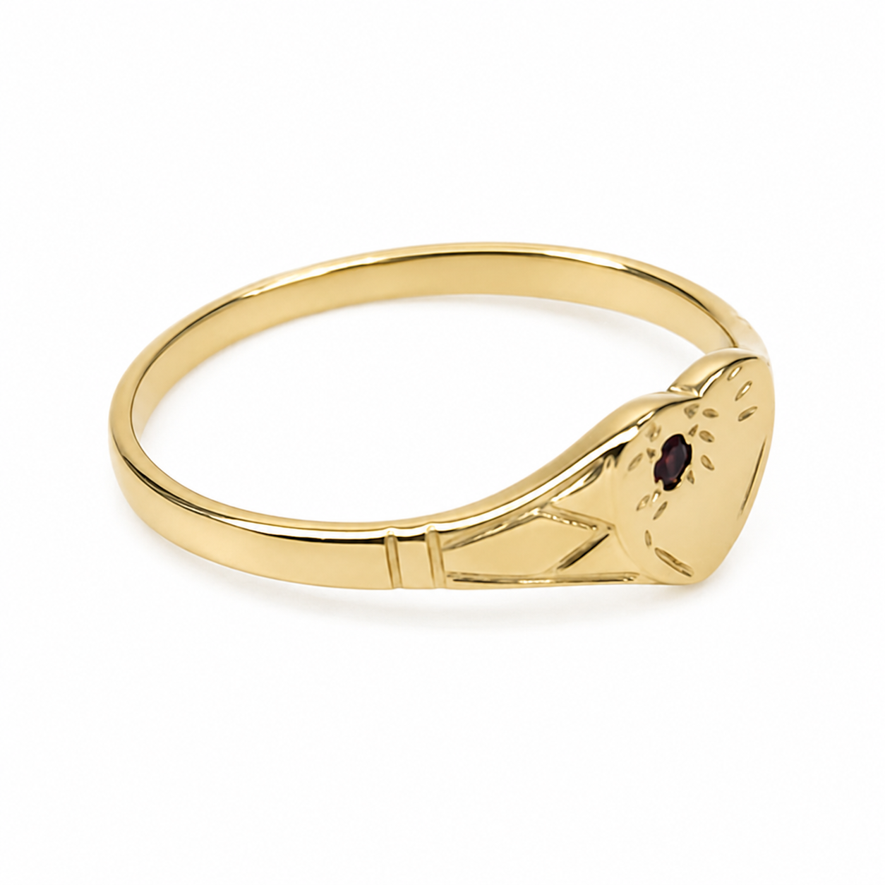 9ct Yellow Gold Natural Garnet Heart Signet Ring – 9YCYR2799GA 9ct Yellow Gold Natural Garnet Heart Signet Ring – 9YCYR2799GA
