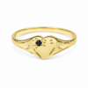 9ct Yellow Gold Natural Blue Sapphire Heart Signet Ring – 9YCYR2799BLSAP