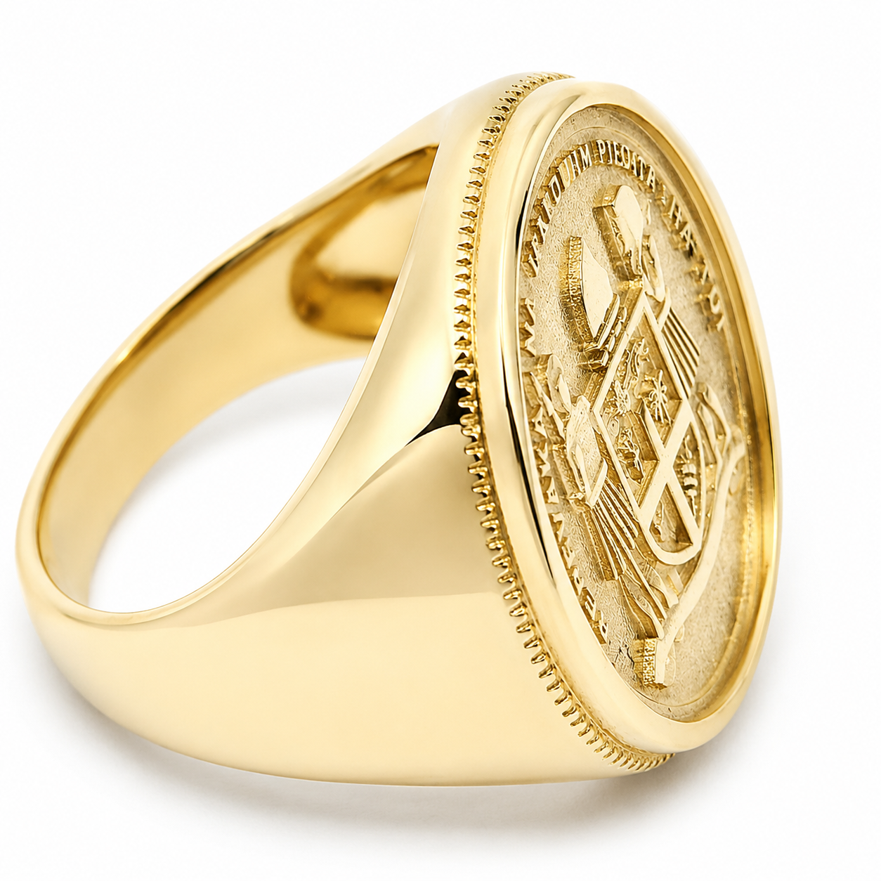 9ct Yellow Gold Fijian Coat of Arms Coin Signet Ring – Solid Gold Coin Insert – 15.12g Greenstone?Jewellery 9ct Yellow Gold Fijian Coat of Arms Coin Signet Ring – Solid Gold Coin Insert – 15.12g Greenstone?Jewellery