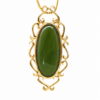 9ct Yellow Gold New Zealand Greenstone Oval Pendant