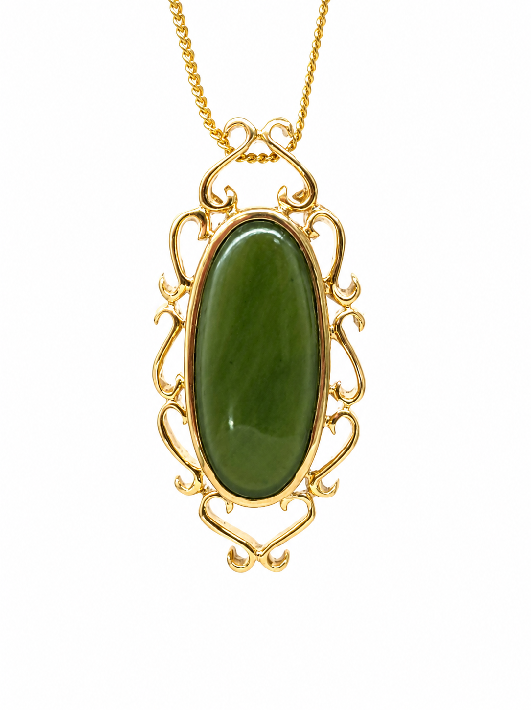 9ct Yellow Gold New Zealand Greenstone Oval Pendant Sterling Silver Pendants 9ct Yellow Gold New Zealand Greenstone Oval Pendant Sterling Silver Pendants