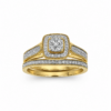 10ct Yellow Gold 0.33ct Natural Diamond Cushion Halo 2-Piece Bridal Set Ring - RD2065