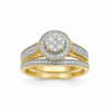 10ct Yellow Gold 0.33ct Natural Diamond Cluster Halo 2-Piece Bridal Set Ring - RD2066