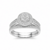 10ct White Gold 0.33ct Natural Diamond Cluster Halo 2-Piece Bridal Set Ring - RD2066W