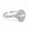 10ct White Gold 0.25ct Natural Diamond Oval Halo Engagement Ring – Round & Baguette Diamonds - RD2047W