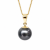 9ct Yellow Gold Tahitian Black Pearl Pendant 9–10mm Round Pearl - 9YGDRZ