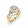 10ct Yellow Gold 0.75ct Natural Diamond Double Halo 2-Piece Bridal Set Ring