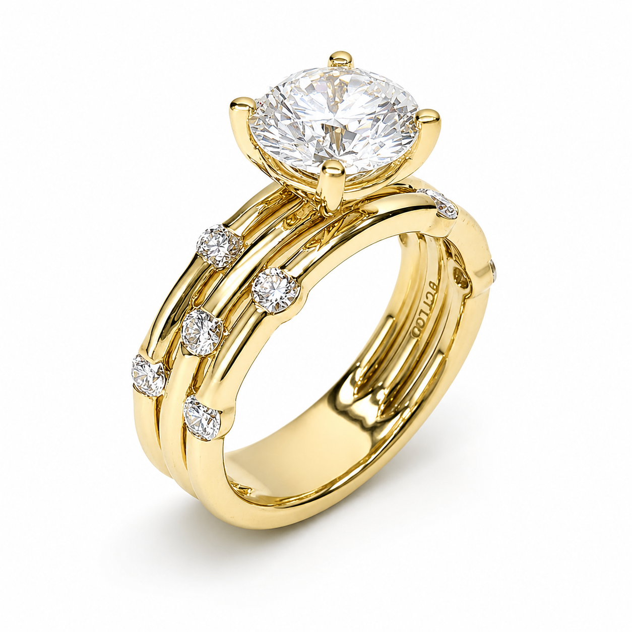 9ct Yellow Gold 3.84ct TDW Lab Grown Diamond Triple Row Engagement Ring – 3.02ct E/VS1 Centre 9ct Yellow Gold 3.84ct TDW Lab Grown Diamond Triple Row Engagement Ring – 3.02ct E/VS1 Centre