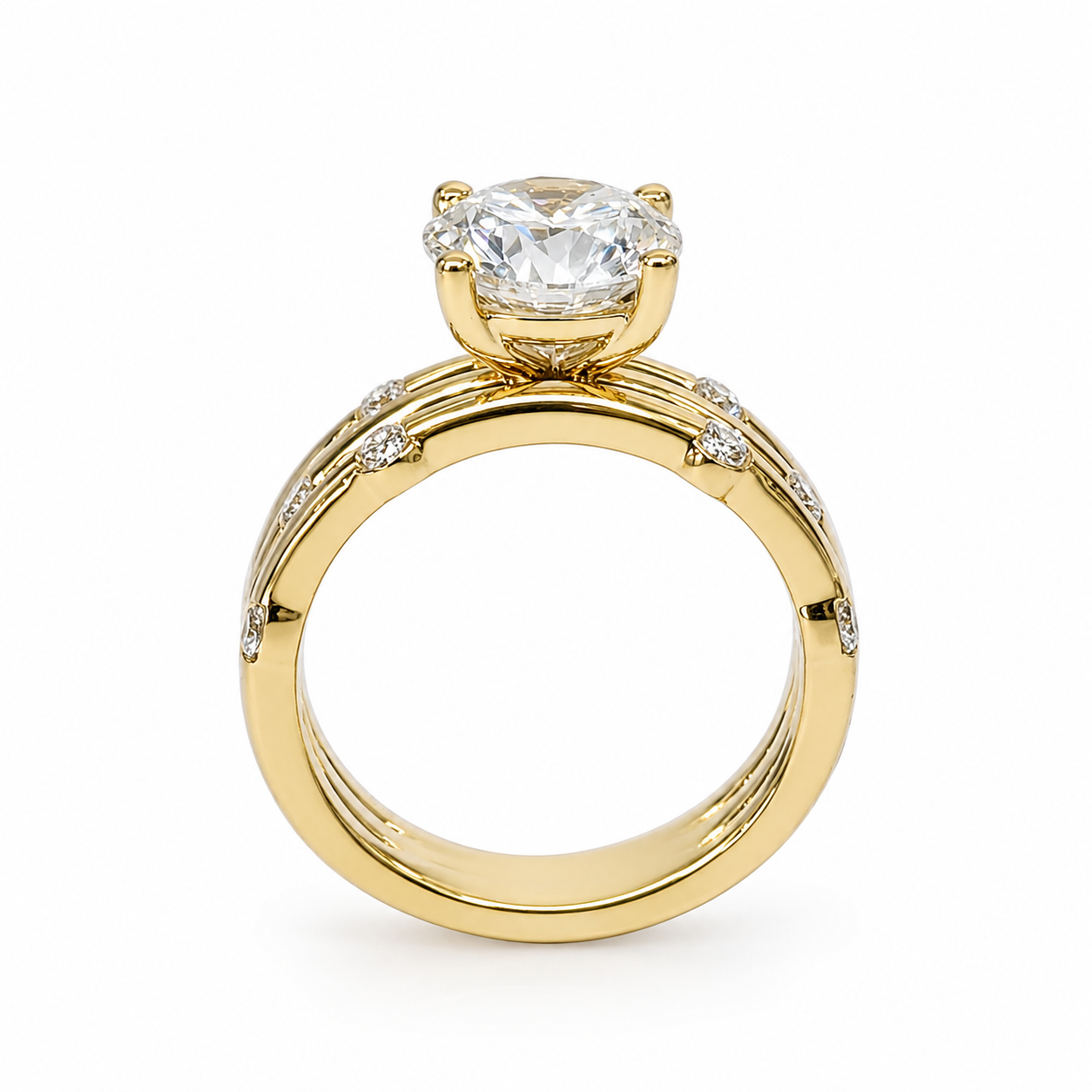 9ct Yellow Gold 3.84ct TDW Lab Grown Diamond Triple Row Engagement Ring – 3.02ct E/VS1 Centre 9ct Yellow Gold 3.84ct TDW Lab Grown Diamond Triple Row Engagement Ring – 3.02ct E/VS1 Centre