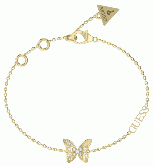 Guess Gold Tone Chrysalis Pave Butterfly Bracelet
