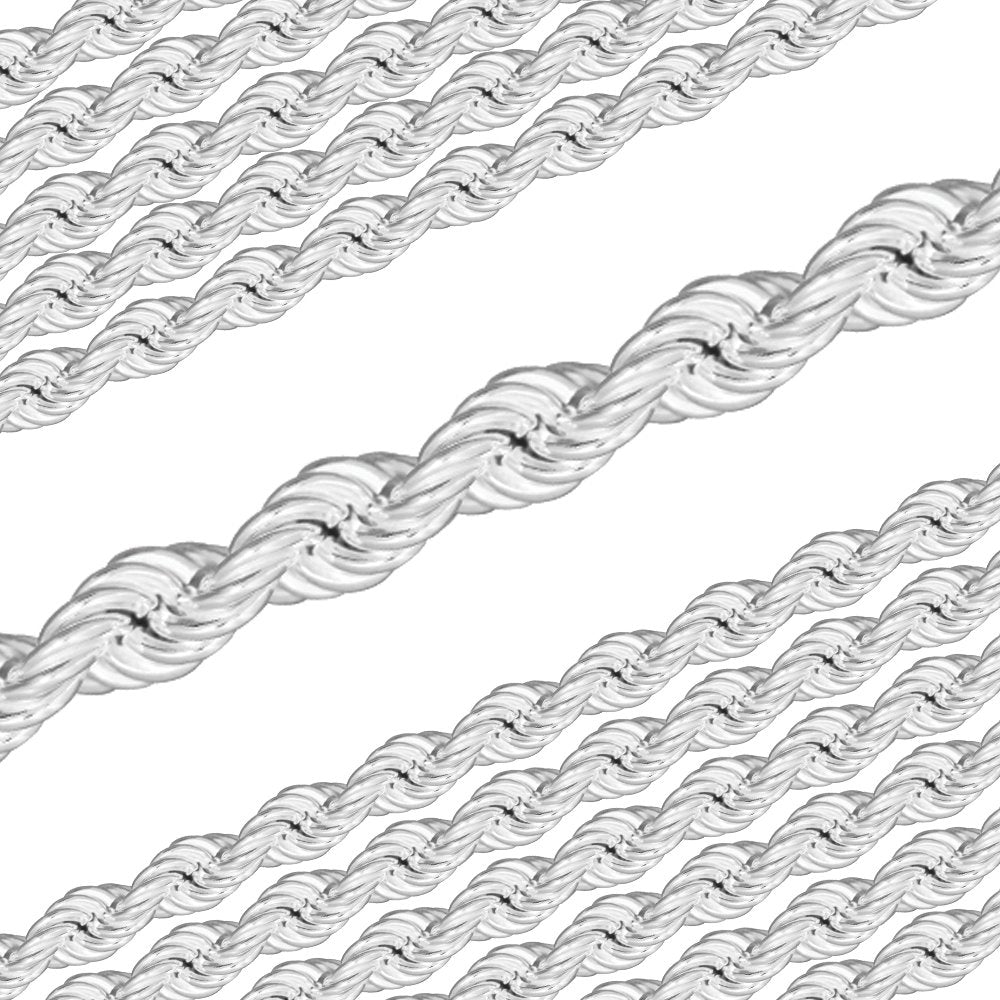Sterling Silver 7.90mm Heavy Diamond Cut Hollow Rope Chain