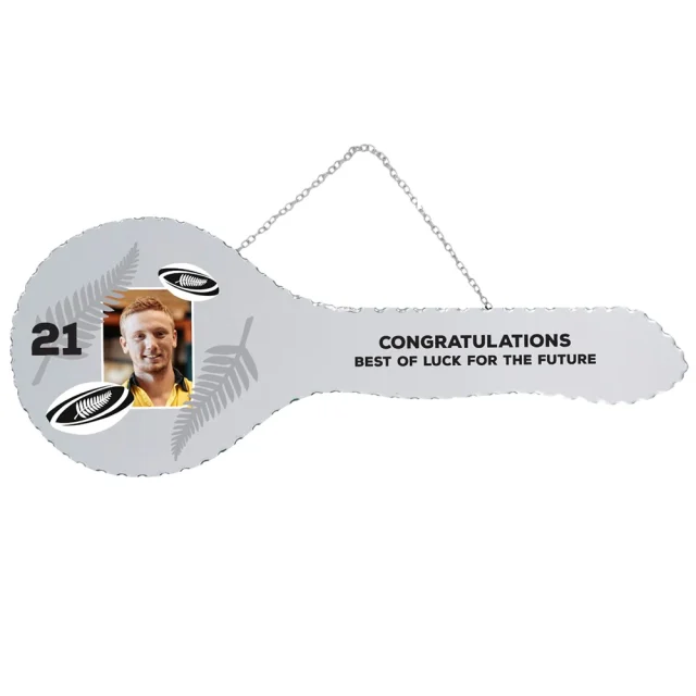 RUGBY DESIGN MIRRORED / GLASS PHOTO BIRTHDAY KEY - KM204
