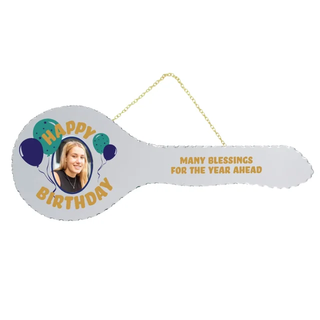 BALLOONS DESIGN MIRRORED / GLASS 21ST PHOTO BIRTHDAY KEY - KM418BL
