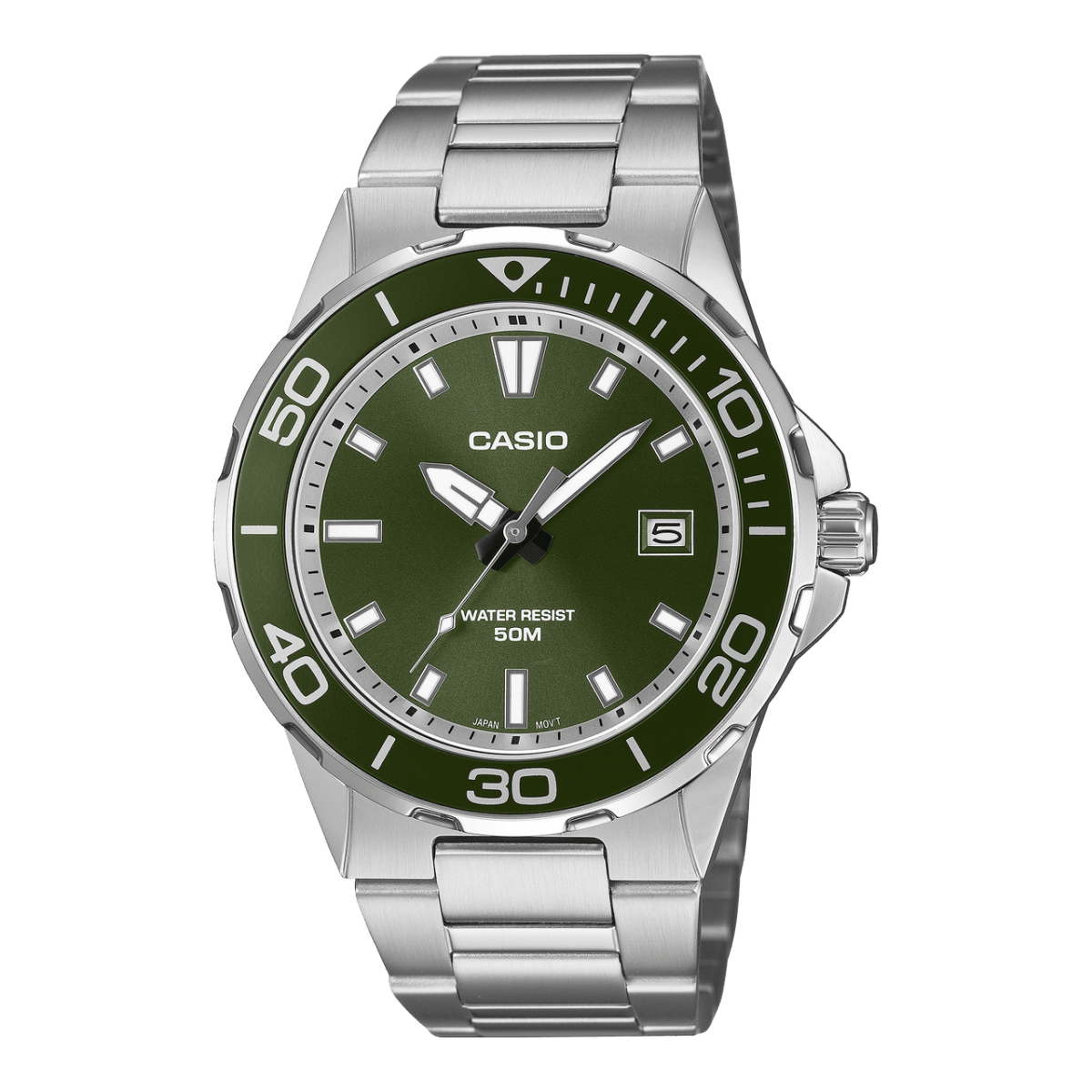 Casio MTD145D-3A Men's Stainless Steel Green Dial Sports Watch CASIO Casio MTD145D-3A Men's Stainless Steel Green Dial Sports Watch CASIO