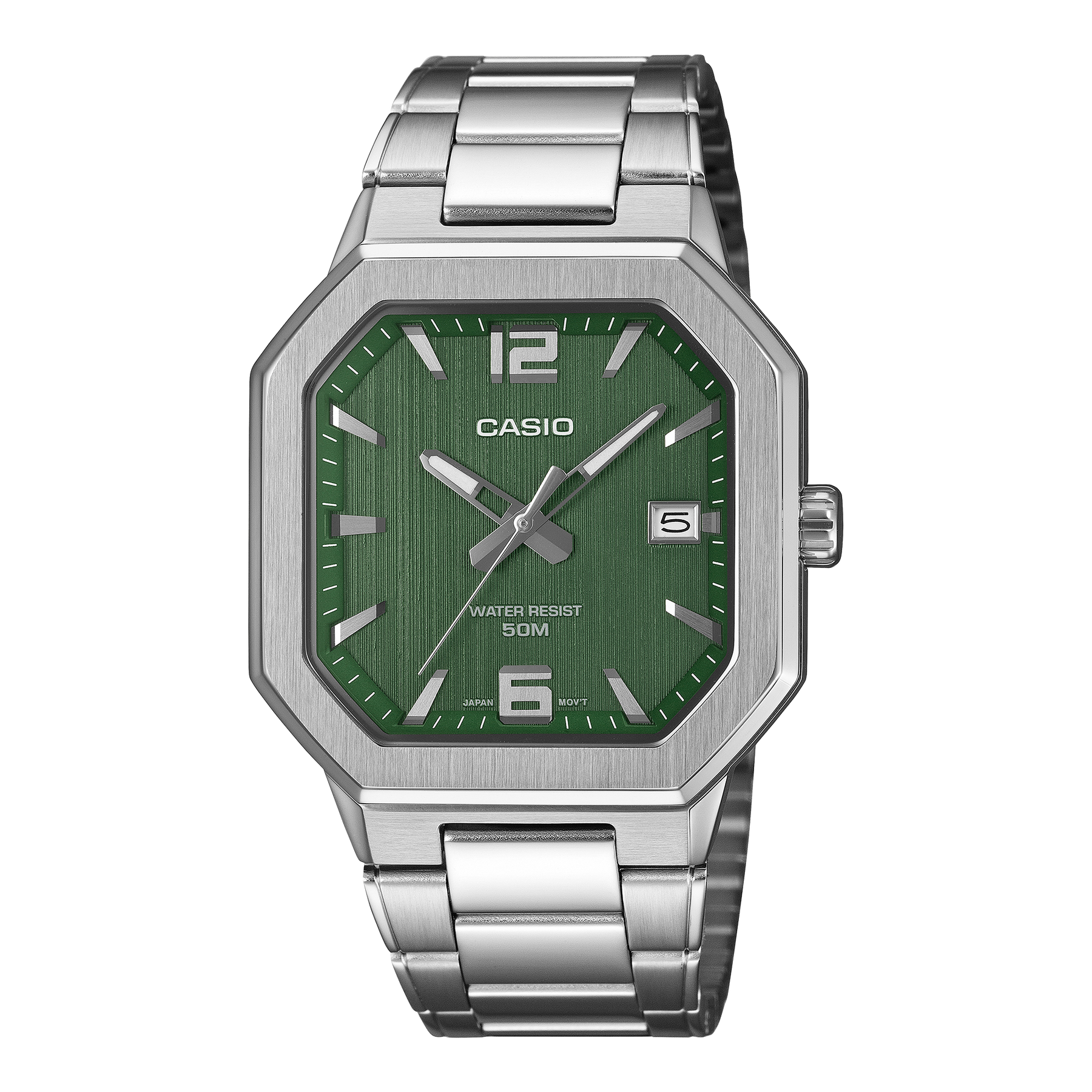 Casio MTPB195D-3A Men's Green Dial Stainless Steel Watch CASIO Casio MTPB195D-3A Men's Green Dial Stainless Steel Watch CASIO