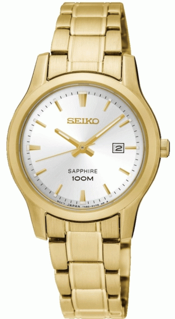 Seiko SXDG92P1 Women’s Classic Gold-Tone Stainless Steel Bracelet Watch – 29 mm, Sapphire Crystal, 100 m Water Resistant