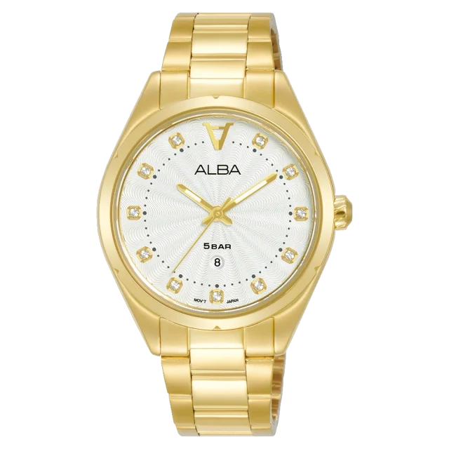 Alba AH7BP4X SIGNA Ladies Watch 34mm Gold Tone Stainless Steel Champagne Dial Watch