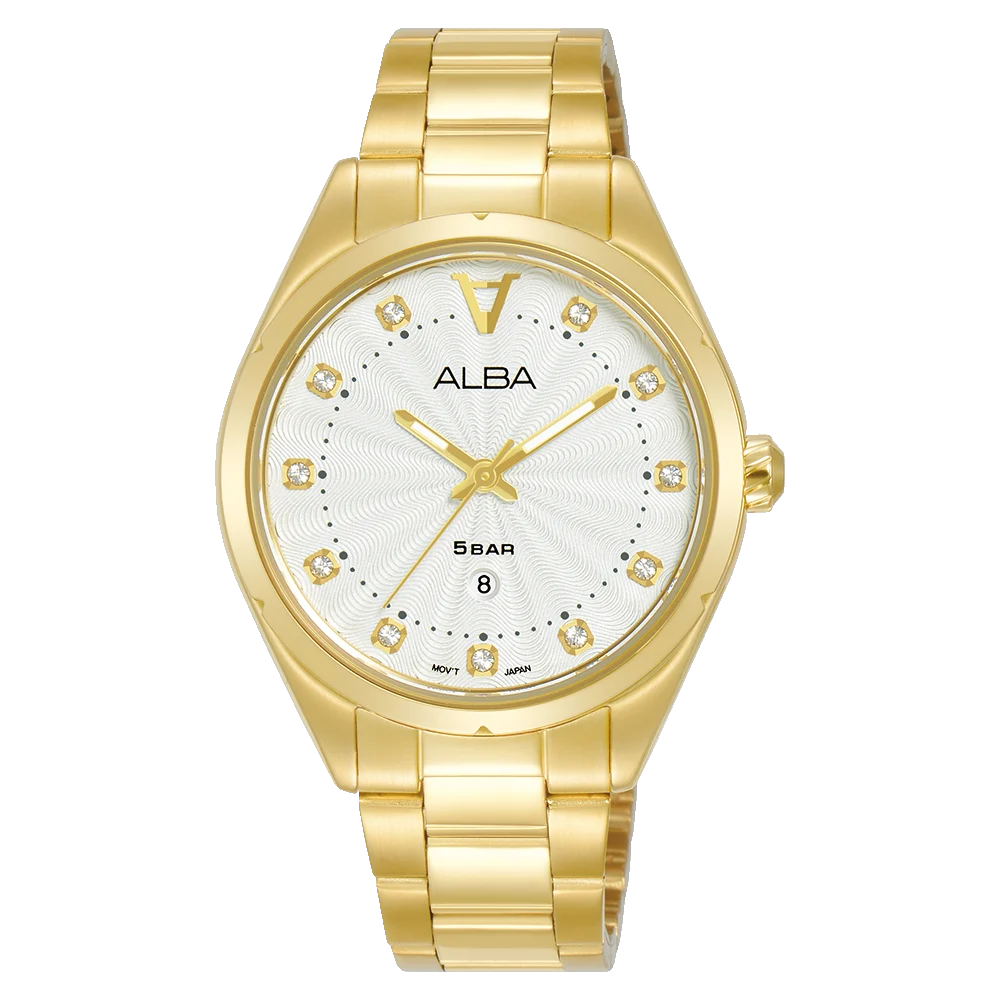 Alba AH7BP4X SIGNA Ladies Watch 34mm Gold Tone Stainless Steel Champagne Dial Watch
