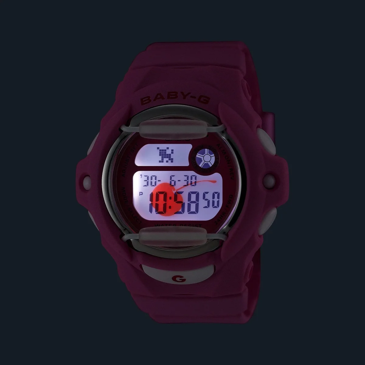 Baby-G Digital Cherry Red Accents Pink Case & Resin Strap 200M WR - BG169CH-4D