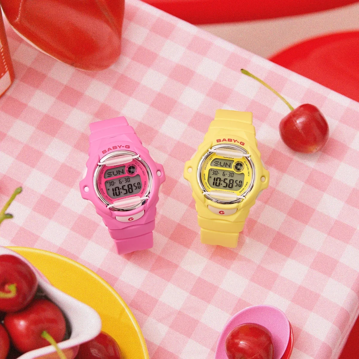 Baby-G Digital Cherry Red Accents Pink Case & Resin Strap 200M WR - BG169CH-4D